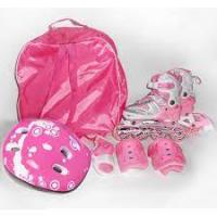 Роликові ковзани дитячі розсувні Happy Mondays PINK розмір 30-33 Рожеві + комплект захисту + шолом