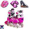 Комплект Ролики Захист і Шолом Scale Sports, Красиві рожеві розсувні ролики для дівчинки (Розмір 35-38)