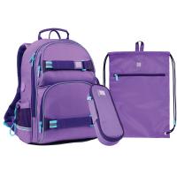 Набір рюкзак + пенал + сумка для взуття "Wonder", фіолетовий, SET_WK21-702M-3