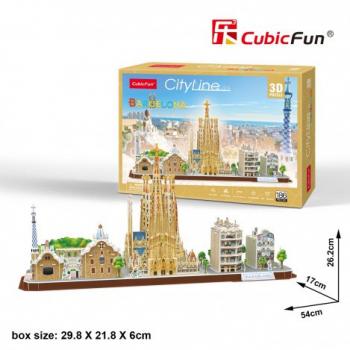 CubicFun. Тривимірна головоломка-конструктор 3D пазл "CITY LINE BARCELONA" (МС256h)