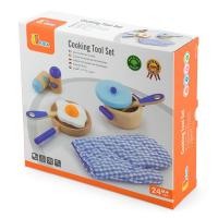 Дитячий кухонний набір Viga Toys Іграшковий посуд із дерева, блакитний (50115) 