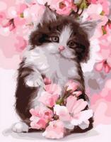 Картина за номерами "Котик у рожевому кольорі" Rainbow Art GX24603