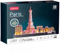 Тривимірна головоломка-конструктор CubicFun City Line з Led-підсвіткою Париж (L525h)