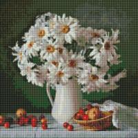 Алмазна мозаїка Квіти. Ромашкова краса, 40х40см, полотно на підрамнику, Идейка AMO7331