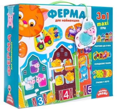 Развивающий набор 3 в 1 Vladi Toys Ферма (укр) (VT2901-03)