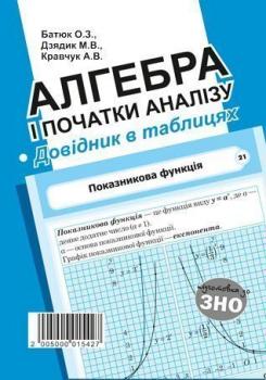 Алгебра і початки аналізу. Стереометрія. Довідник в таблицях для підготовки до ЗНО. Батюк Олег Зіновійович. Кравчук Андрій Васильович