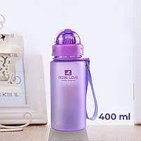 Пляшка для води Casno 400 мл MX-5028 More Love Фіолетова з соломинкою