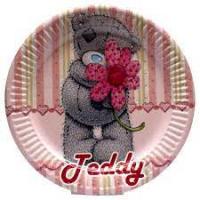 Тарілки рожеві для дитячого Дня Народження "Ведмедик Тедді"