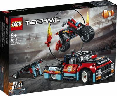 Конструктор LEGO Technic Каскадерська вантажівка й мотоцикл 610 деталей (42106)