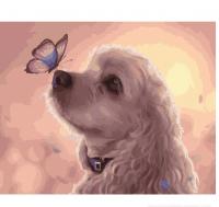 Картина за номерами Brushme Собачка з метеликом на носі 40х50 GX40250