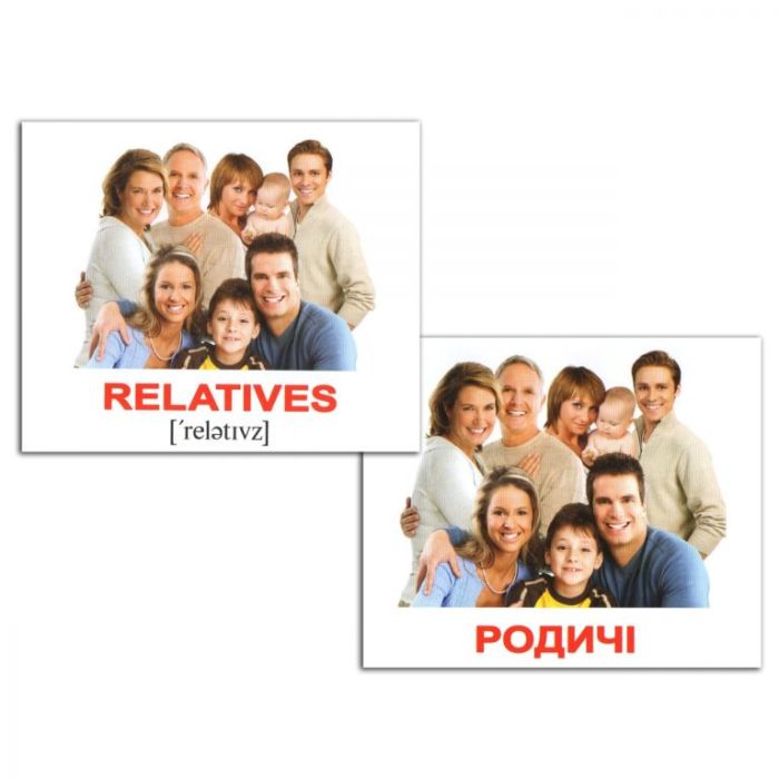 Набір міні карток Сім'я/Family 40 шт Англо-українські Вундеркінд