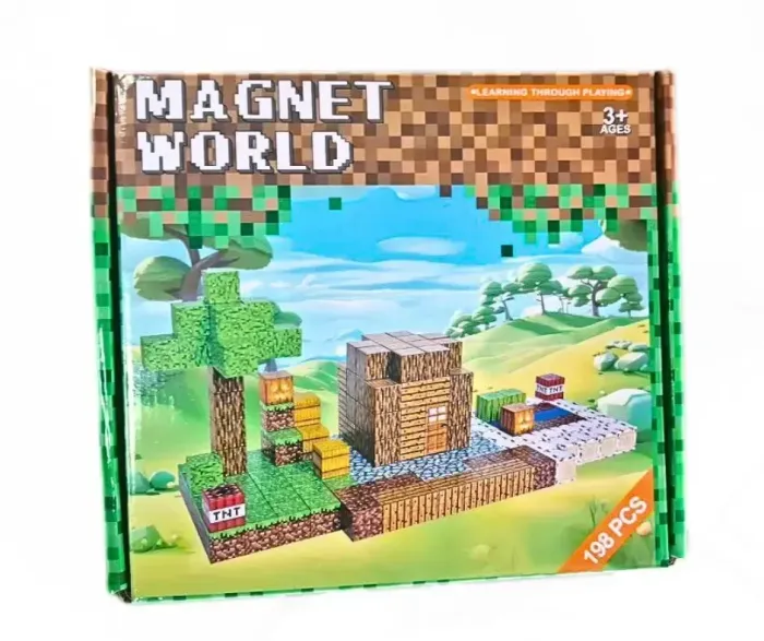 Магнітний Конструктор Блоки Minecraft (198 деталей) 28.5 х 17.5 х 4.5 см