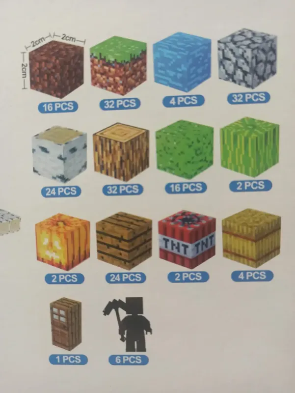Магнітний Конструктор Блоки Minecraft (198 деталей) 28.5 х 17.5 х 4.5 см