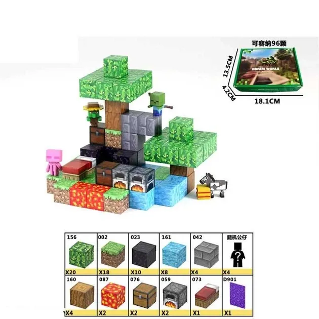 Магнітний Конструктор Блоки Minecraft (77 деталів  TB-07