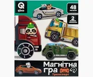 Настільна магнітна гра QB600-002 "Транспорт" 48 магнітів та 2 основи машинки qbee