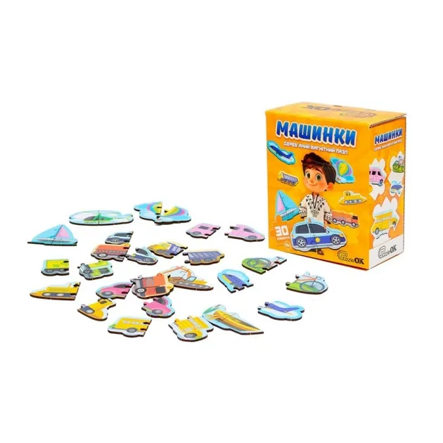Дерев'яний магнітний пазл Машинки Puz-22932 PuzzleOk
