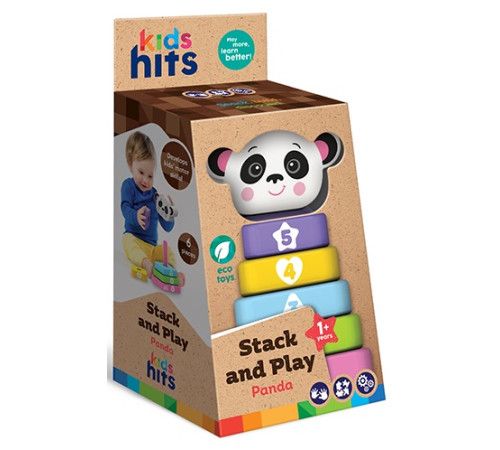 Дерев'яна іграшка Kids hits, KH20/012 пірамідка панда