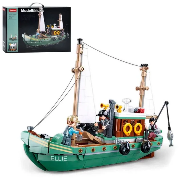 Конструктор Sluban (M38-B1119) рибальський човен 1:36 фігурки 610 деталей