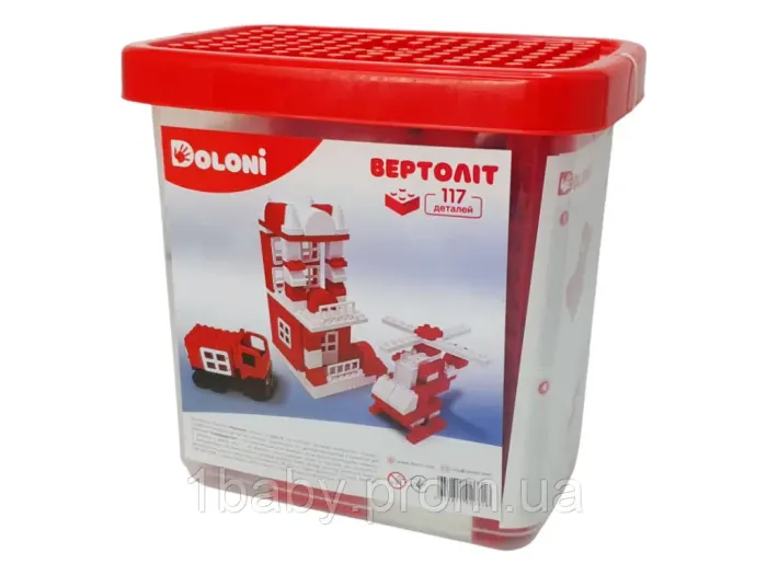Конструктор 013888/08 "Вертоліт" 117 дет. в пластиковому боксі DOLONI