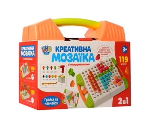 Мозаїка M5479 119дет.,шуруповерт-оберт.насадка, 2кольори, валіза,бат., карт.оберт.,27-20-10см.