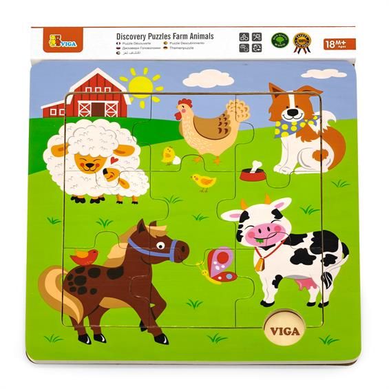 Дерев'яний пазл Viga Toys Звірята на фермі (50837)