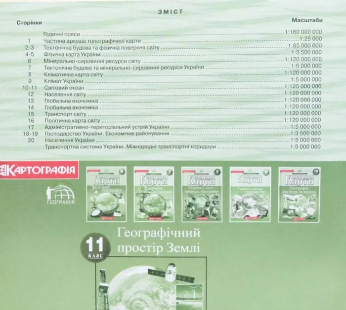 Контурні карти Географічний простір Землі 11клас